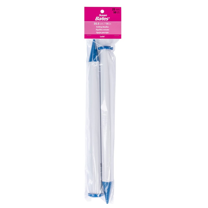 Susan Bates 14-Inch Single Point Knitting Needle, 25mm, White/Blue